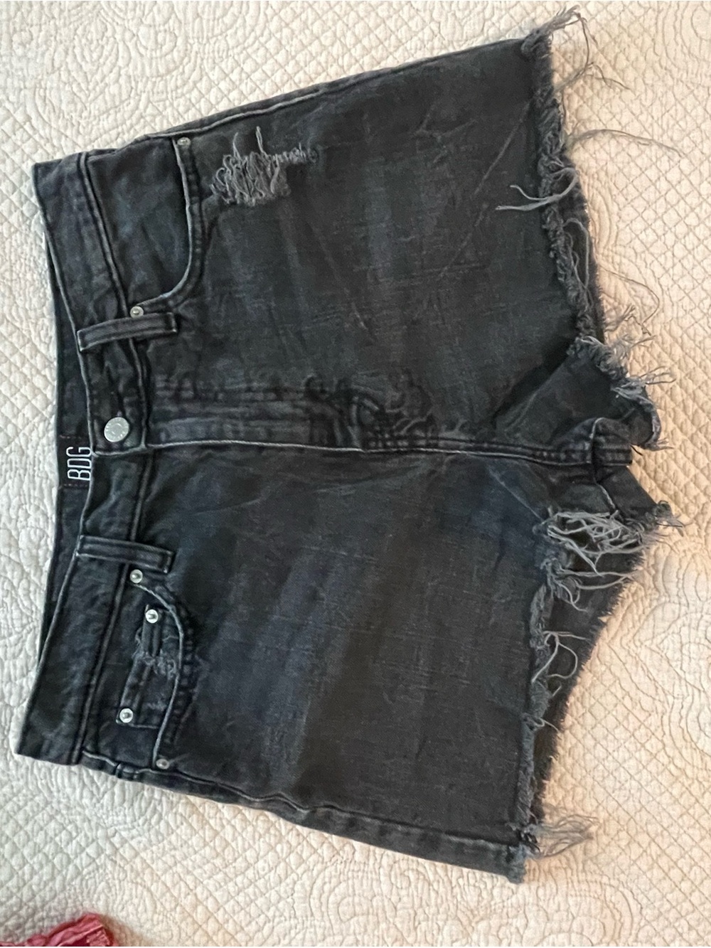 BDG Black Distressed High-Rise Denim Shorts